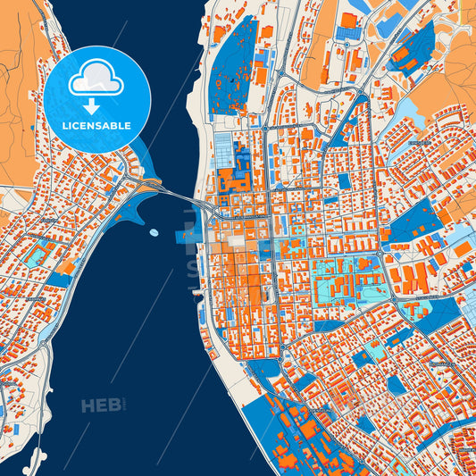 Colorful Östersund Street Map with Labels and Buildings