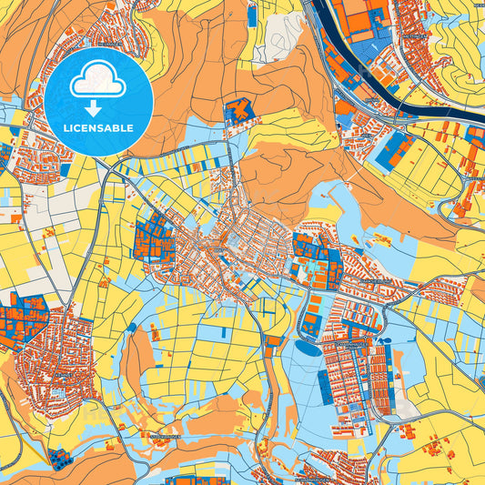 Colorful Ostfildern Street Map with Labels and Buildings