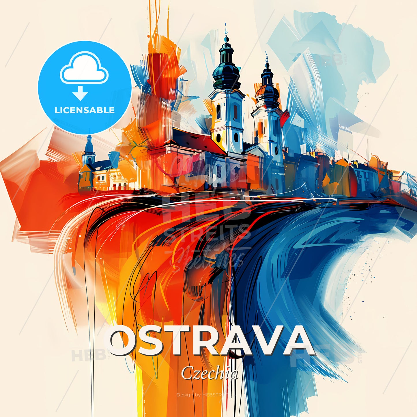 Vibrant Ostrava, Czechia - A Painting Of A City - Square format print template