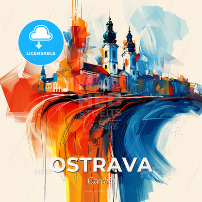 Vibrant Ostrava, Czechia - A Painting Of A City - Square format print template