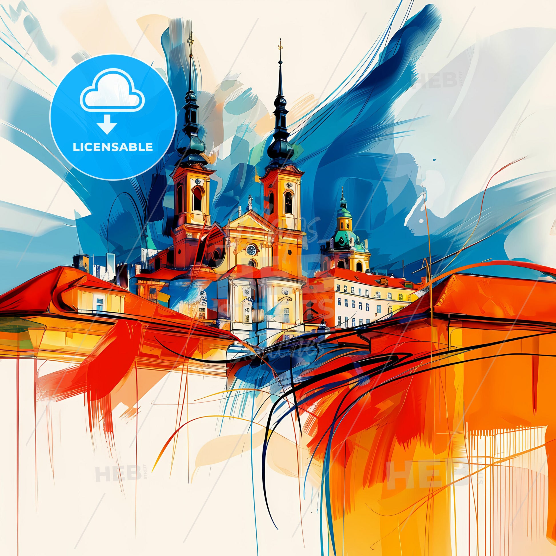 Vibrant Ostrava, Czechia - A Painting Of A Building With Towers