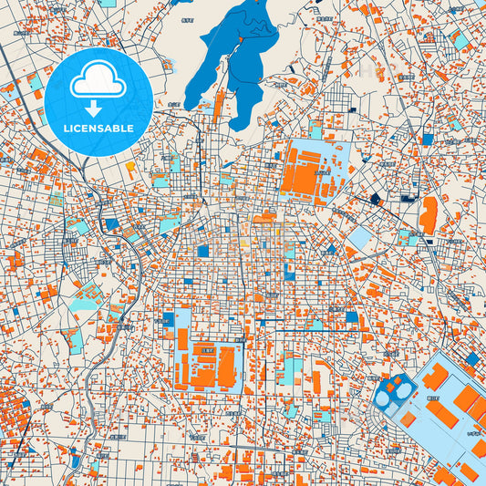 Colorful Ōta Street Map with Labels and Buildings