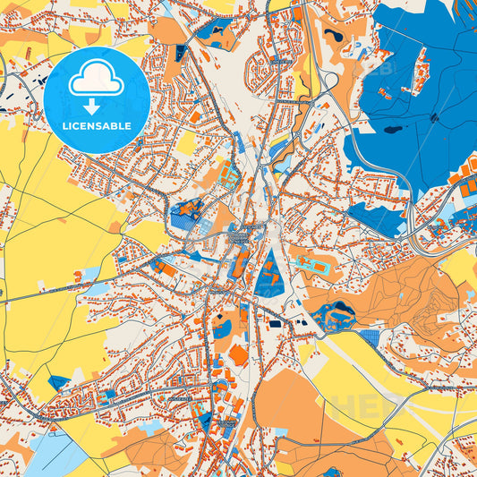 Colorful Ottignies-Louvain-la-Neuve Street Map with Labels and Buildings