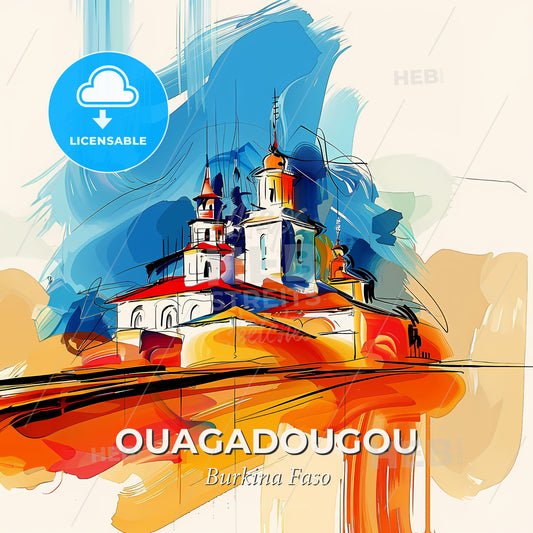 Vibrant Ouagadougou, Burkina Faso - A Painting Of A Building - Square format print template