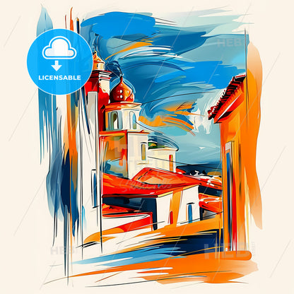 Vibrant Ouagadougou, Burkina Faso - A Painting Of A Building