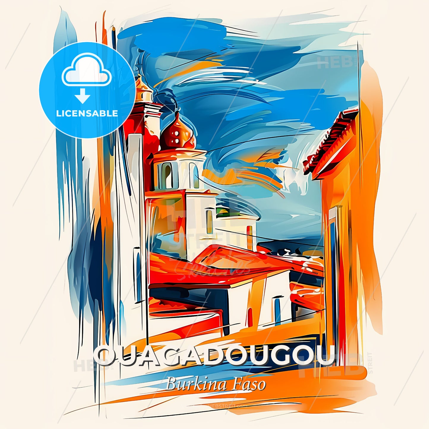 Vibrant Ouagadougou, Burkina Faso - A Painting Of A Building - Square format print template