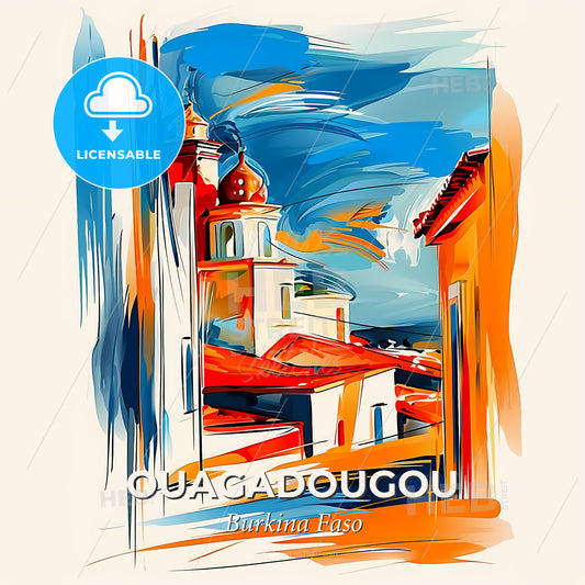 Vibrant Ouagadougou, Burkina Faso - A Painting Of A Building - Square format print template