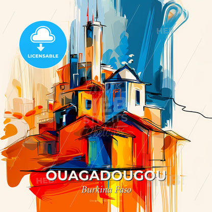 Vibrant Ouagadougou, Burkina Faso - A Painting Of A Building - Square format print template