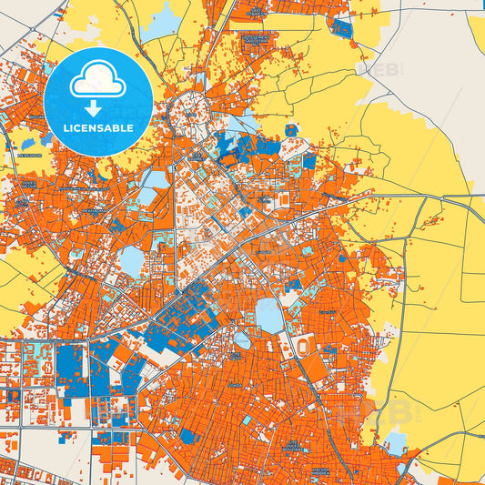 Colorful Ouargla Street Map with Labels and Buildings