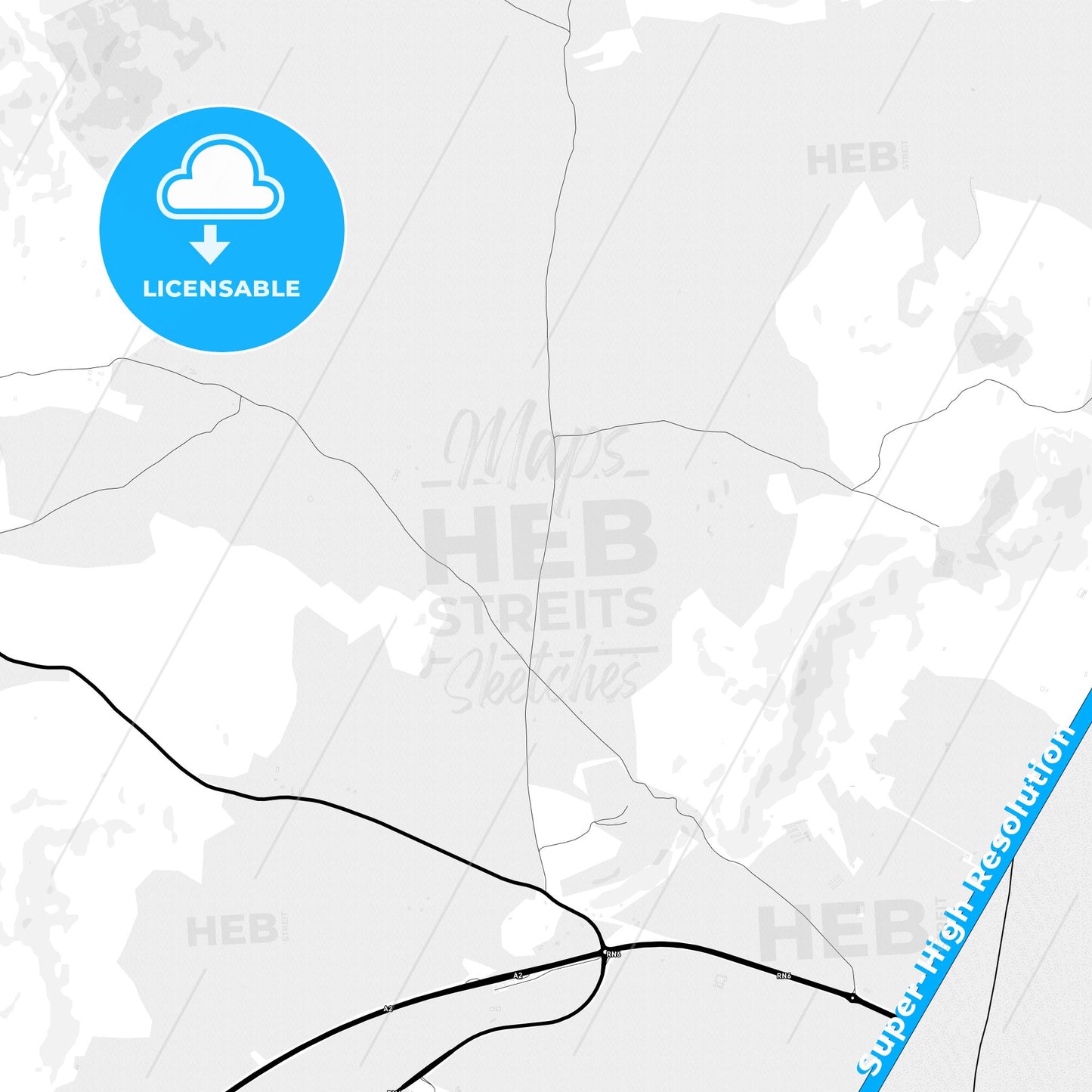 Oujda-Angad, Morocco Light Map with Street Names, City Names, and Districts