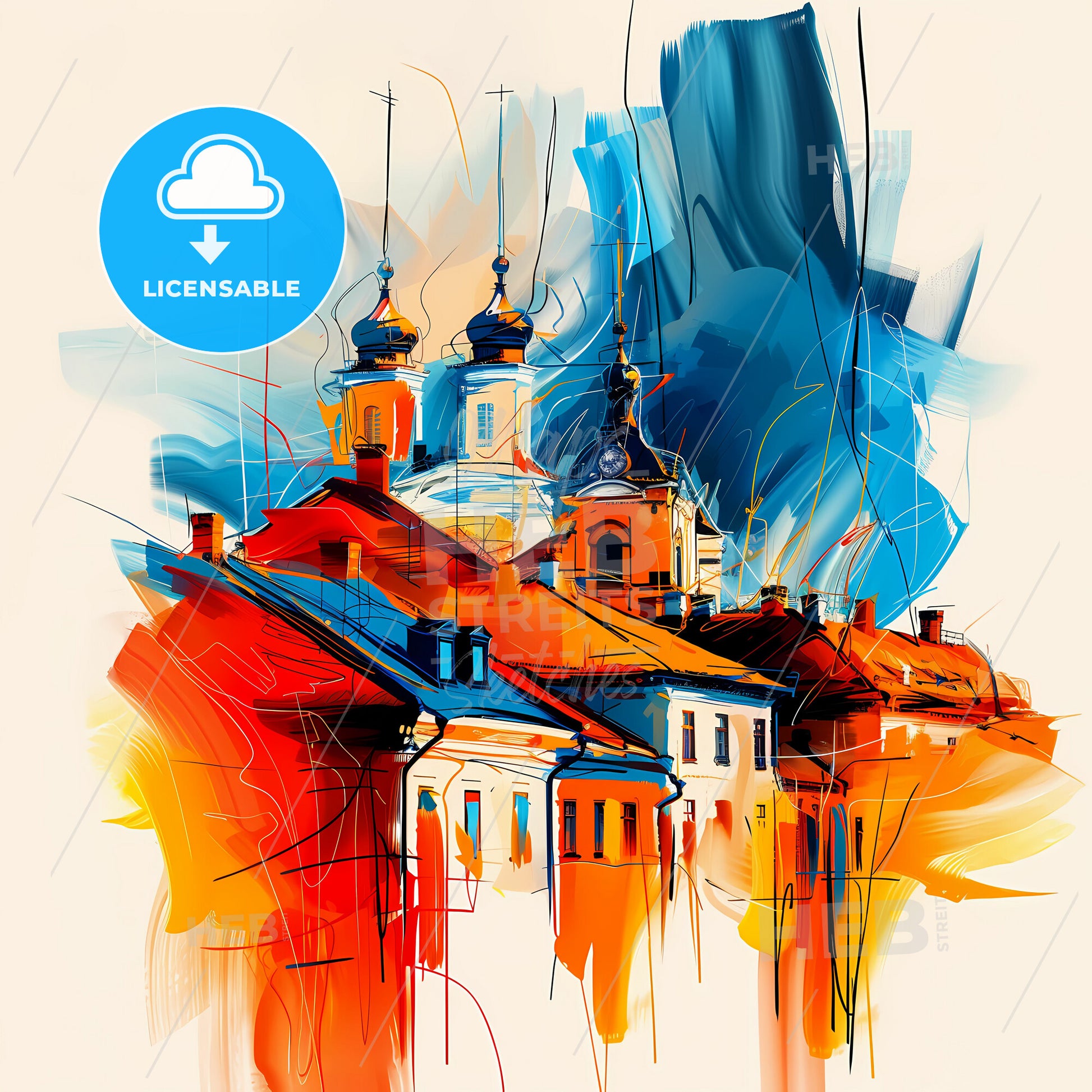 Vibrant Oulu, Finland - A Painting Of A Building