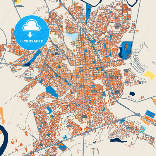 Colorful Ourinhos Street Map with Labels and Buildings