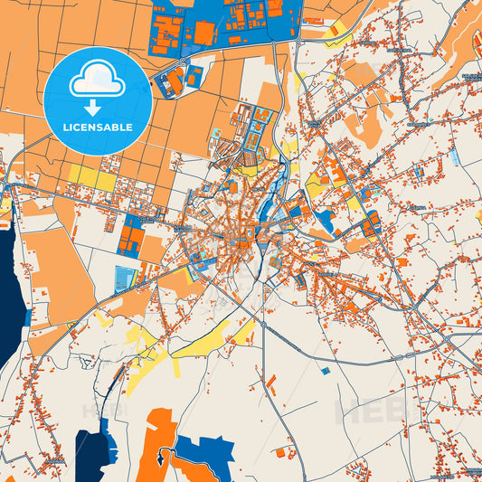 Colorful Ovar Street Map with Labels and Buildings