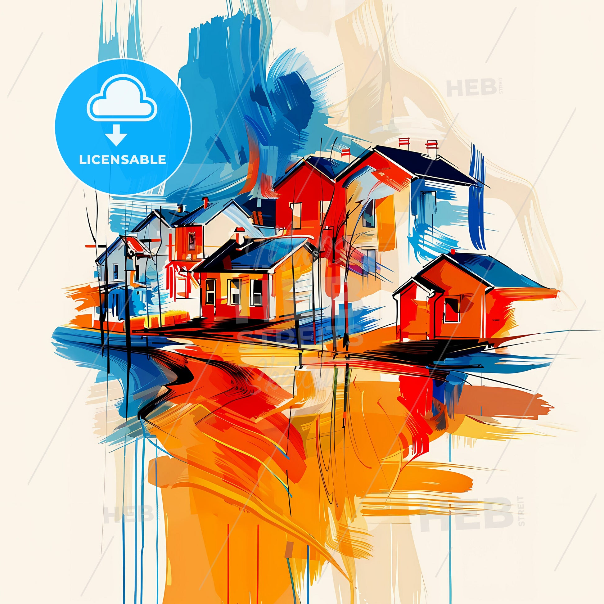 Vibrant Overland Park, Kansas - A Painting Of Houses And A River