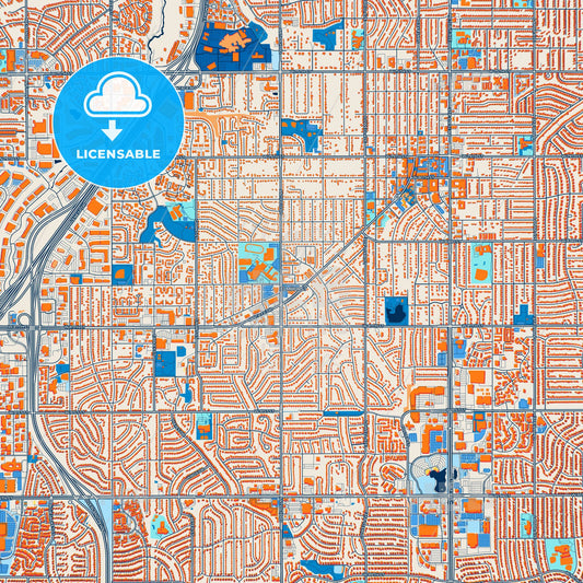 Colorful Overland Park Street Map with Labels and Buildings