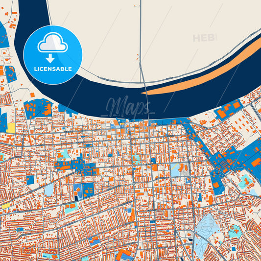 Colorful Owensboro Street Map with Labels and Buildings