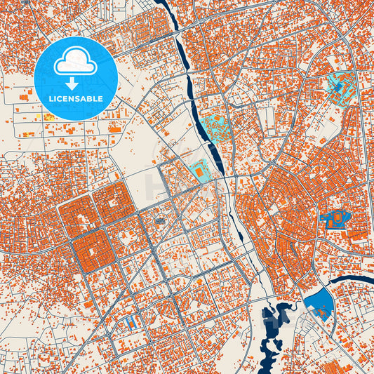 Colorful Owerri Street Map with Labels and Buildings