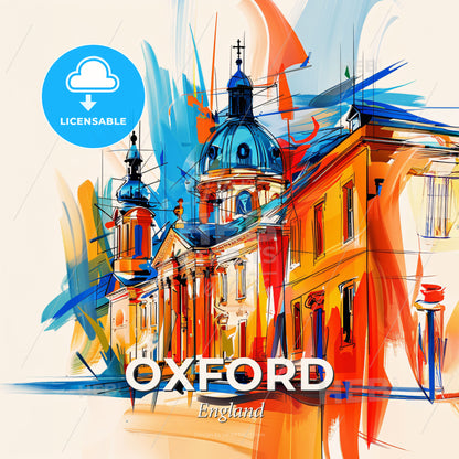 Vibrant Oxford, England - A Painting Of A Building - Square format print template