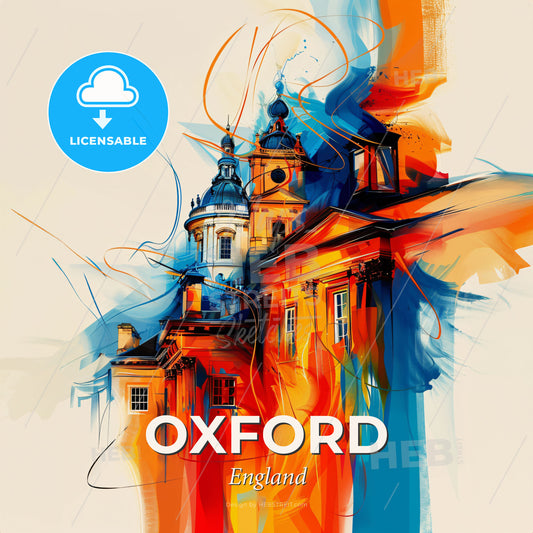 Vibrant Oxford, England - A Painting Of A Building - Square format print template