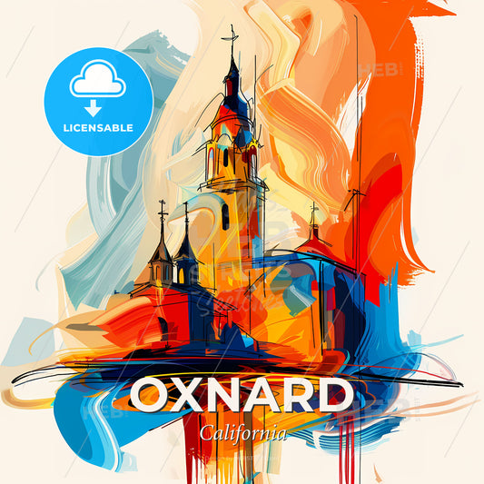 Vibrant Oxnard, California - A Painting Of A Building - Square format print template