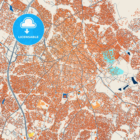 Colorful Oyo Street Map with Labels and Buildings