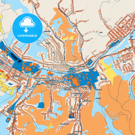 Colorful Ózd Street Map with Labels and Buildings