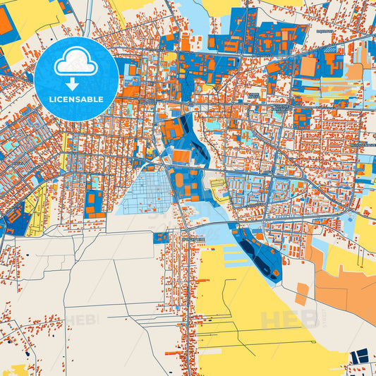 Colorful Pabianice Street Map with Labels and Buildings