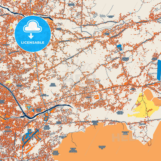 Colorful Padang Street Map with Labels and Buildings