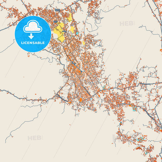 Colorful Padang Sidempuan Street Map with Labels and Buildings