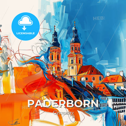 Vibrant Paderborn, Germany - A Painting Of A City - Square format print template