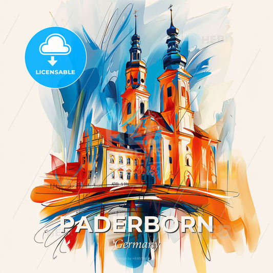 Vibrant Paderborn, Germany - A Painting Of A Building - Square format print template