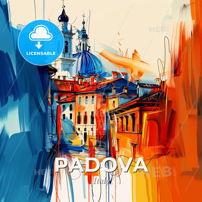 Vibrant Padova , Italy - A Painting Of A City - Square format print template