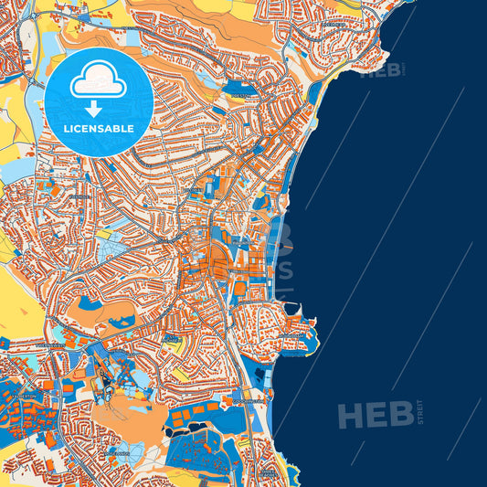 Colorful Paignton Street Map with Labels and Buildings