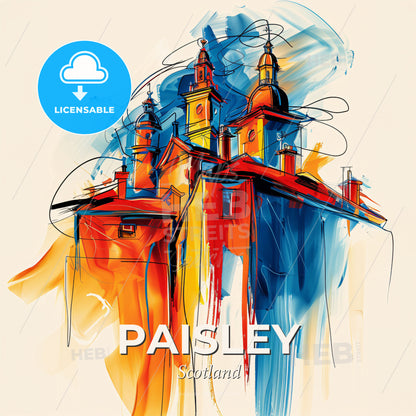 Vibrant Paisley, Scotland - A Colorful Building With Towers - Square format print template
