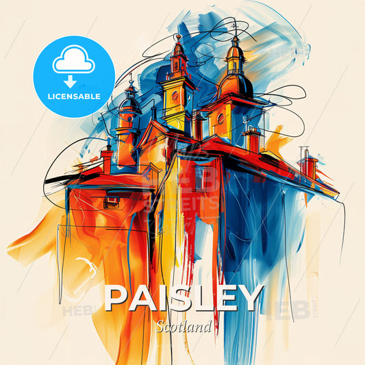 Vibrant Paisley, Scotland - A Colorful Building With Towers - Square format print template