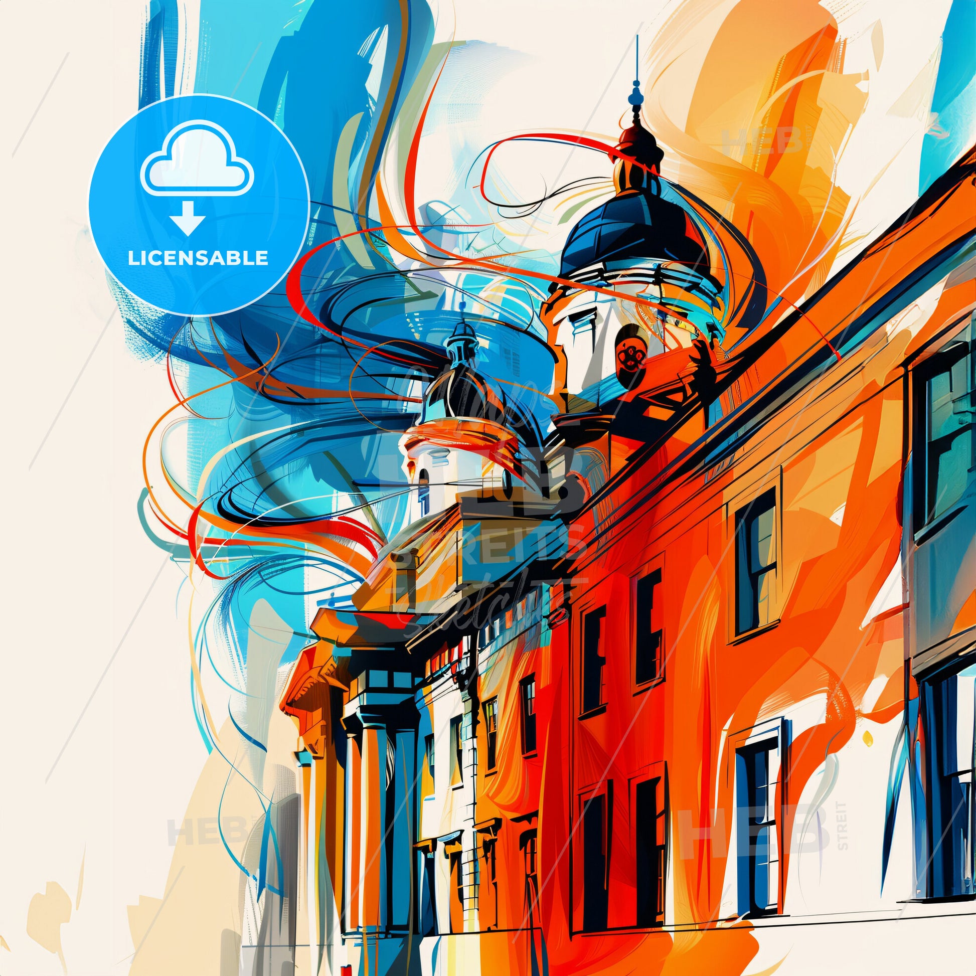 Vibrant Paisley, Scotland - A Painting Of A Building With A Colorful Design