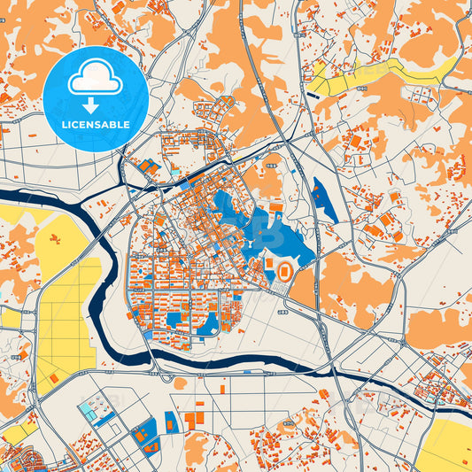 Colorful Paju Street Map with Labels and Buildings