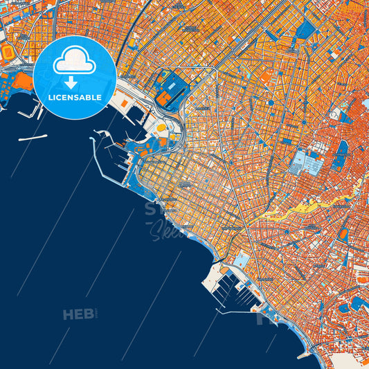 Colorful Palaio Faliro Street Map with Labels and Buildings