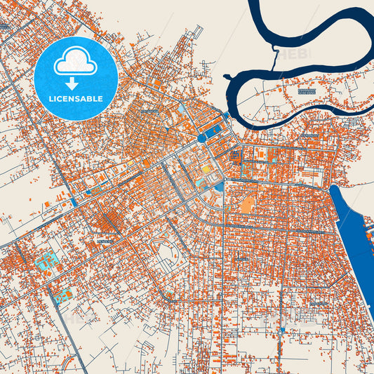 Colorful Palangka Raya Street Map with Labels and Buildings