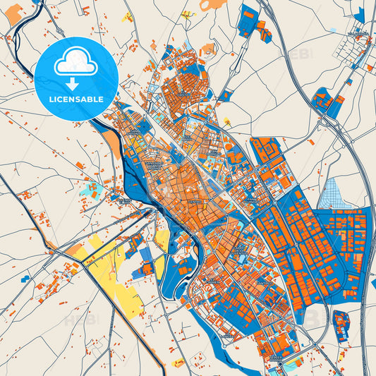 Colorful Palencia Street Map with Labels and Buildings