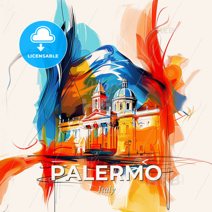 Vibrant Palermo , Italy - A Painting Of A Building - Square format print template