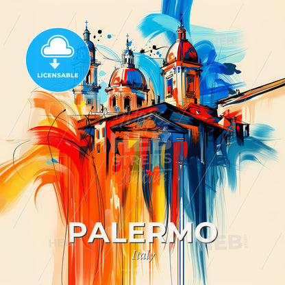 Vibrant Palermo , Italy - A Painting Of A Building With Colorful Paint - Square format print template