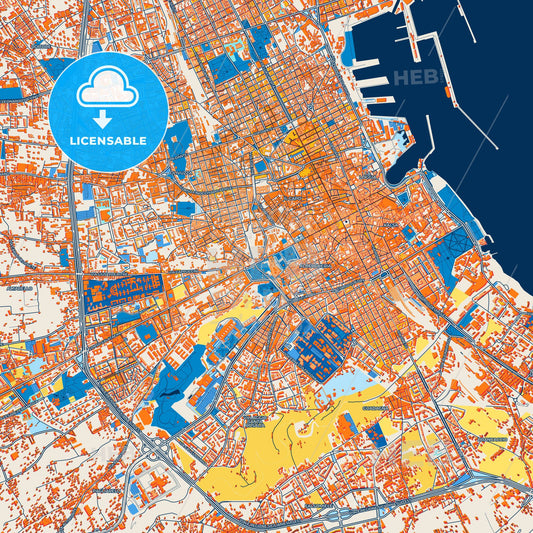 Colorful Palermo Street Map with Labels and Buildings