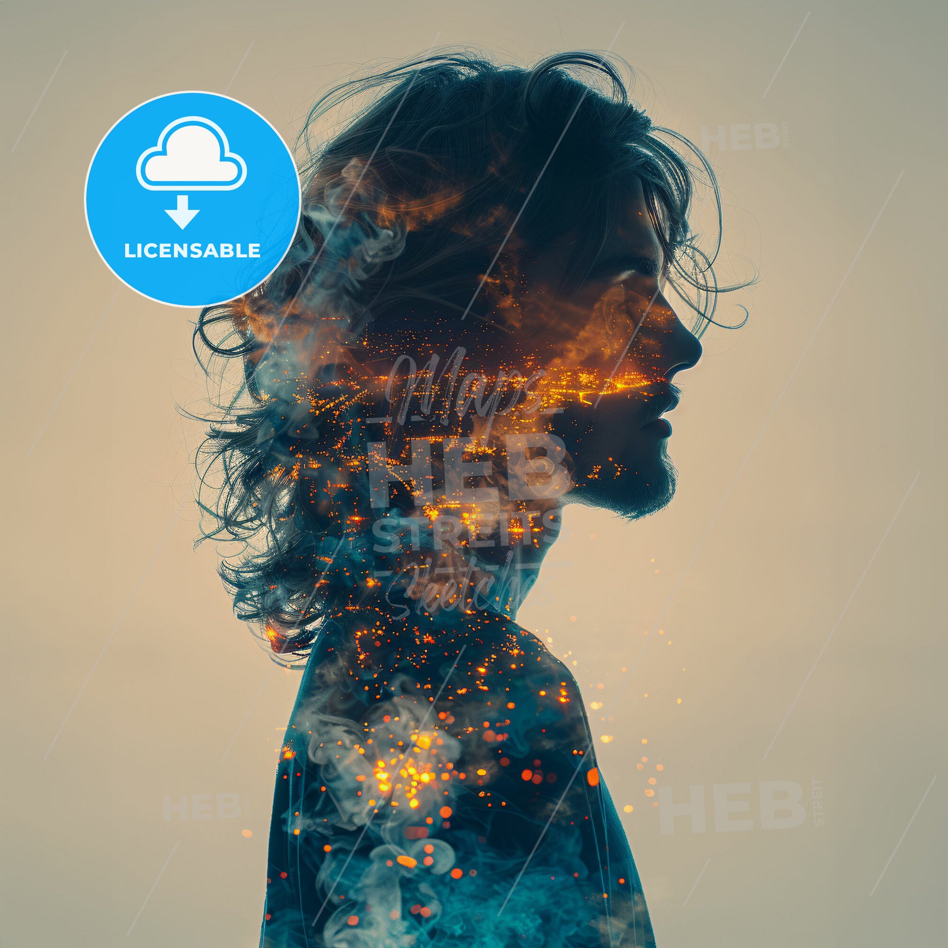 Palette of Possibilities - A profile of a man with smoke and flames