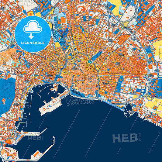 Colorful Palma Street Map with Labels and Buildings
