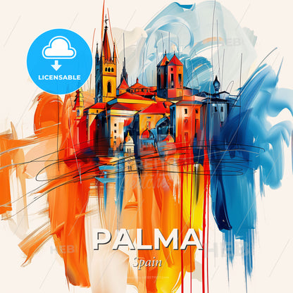 Vibrant Palma, Spain - A Painting Of A City - Square format print template