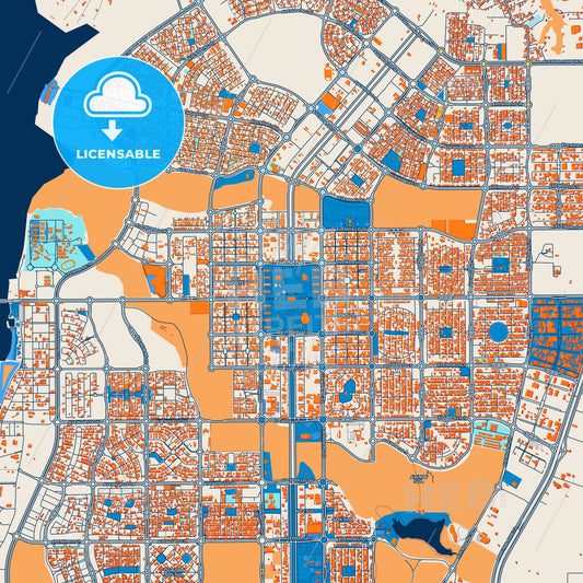 Colorful Palmas Street Map with Labels and Buildings