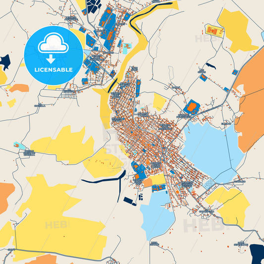 Colorful Palma Soriano Street Map with Labels and Buildings