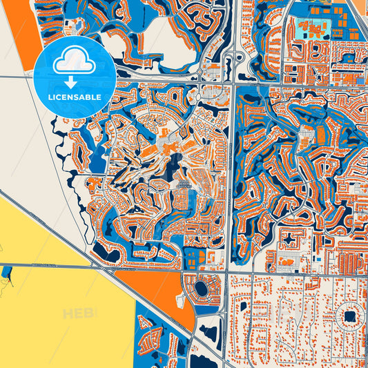 Colorful Palm Beach Gardens Street Map with Labels and Buildings