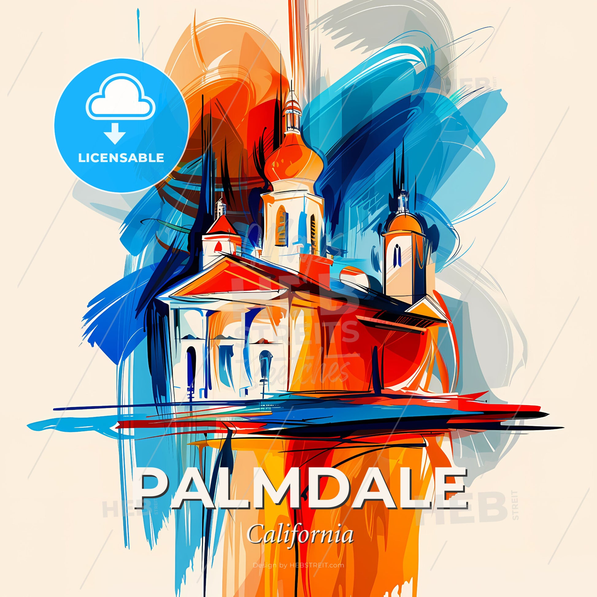 Vibrant Palmdale, California - A Painting Of A Building - Square format print template